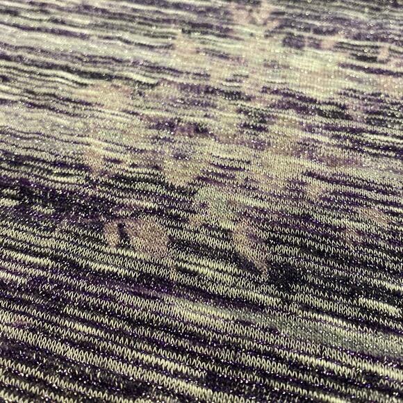 Weekends By Chico's 3 Metallic Purple Long Sleeve Holiday Seasonal Floral Blouse - Picture 9 of 10